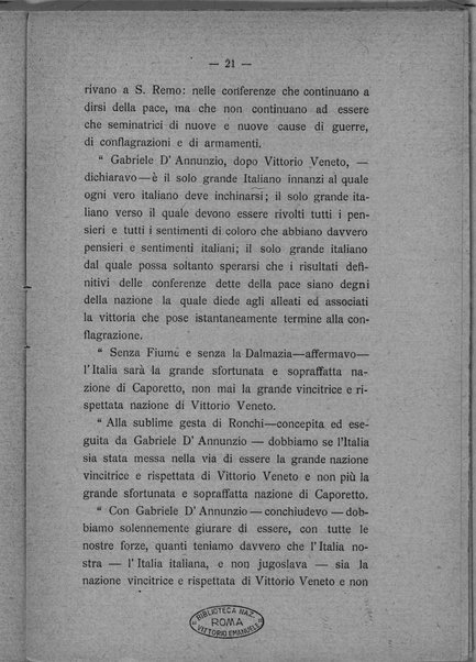 Gabriele D'Annunzio prima e dopo il trattato di Rapallo